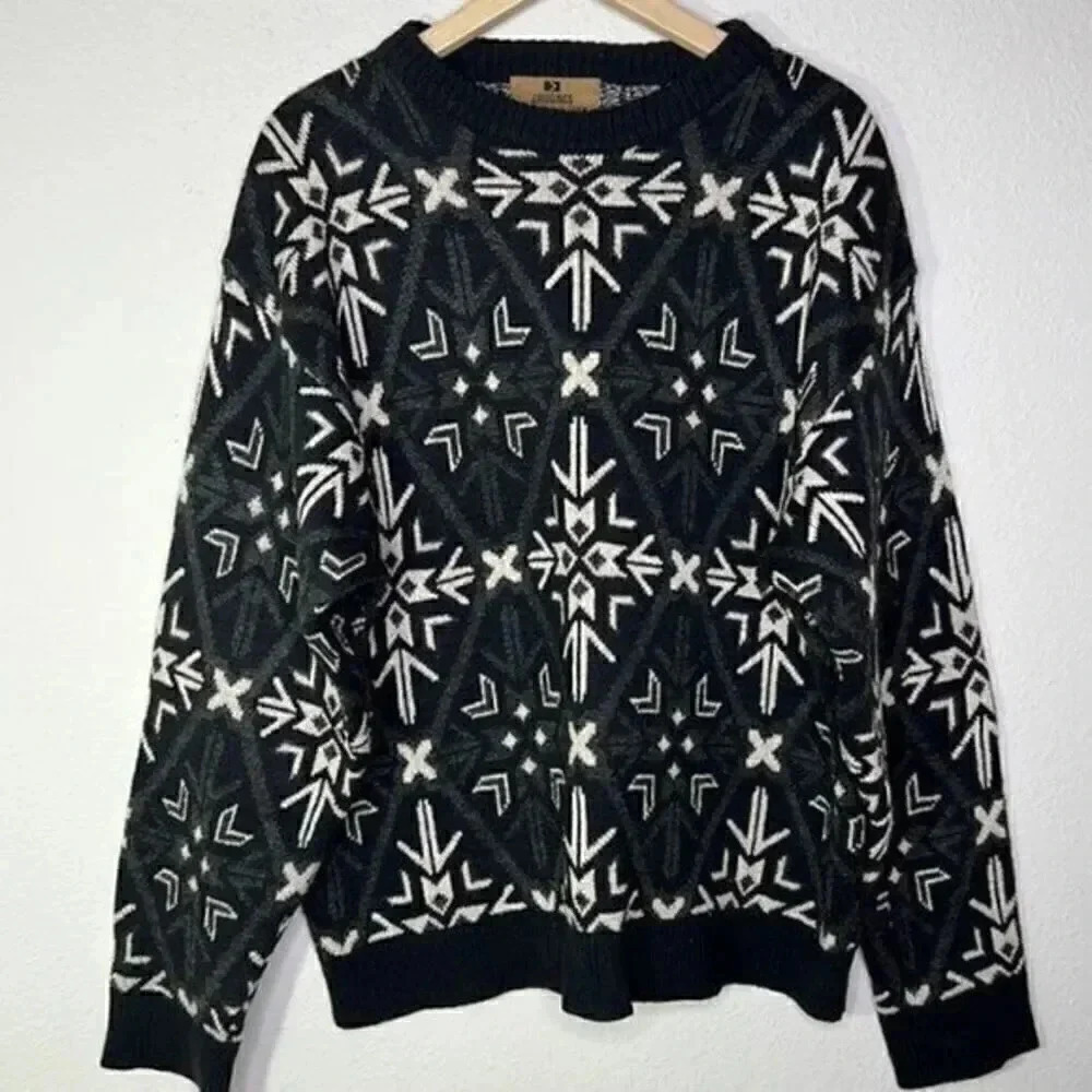 J. Riggings Large Silk Blend Vintage Look Sweater Aztec Design.
